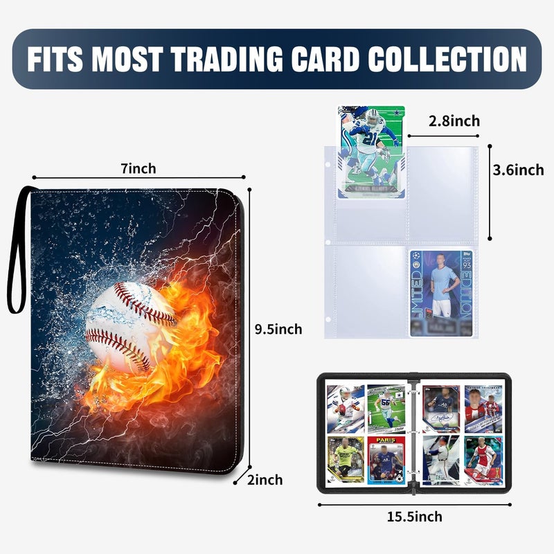 HESPLUS 4-Pocket Baseball Card Binder - Holds 400 Cards with 50 Removable Sleeves | Sports & Trading Card Album for Collectibles - Image 3